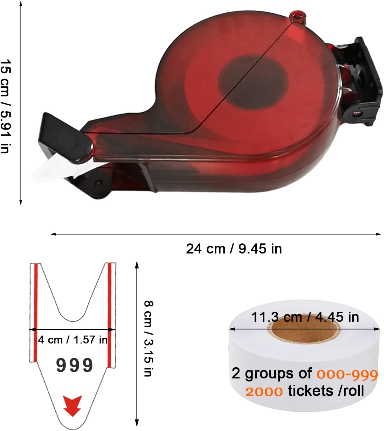 Number Ticket Dispenser Take a Number System with 1 Roll 3 Digit Queue Tickets 2 Groups Number from 000-999 (3 Digit, Purple)