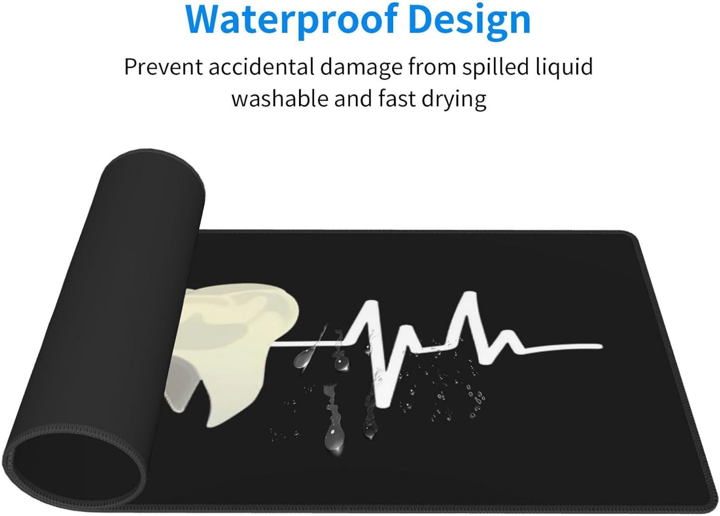 Tooth Dentist Mouse Pad, Heartbeat Dental Assistant Large Big Gaming Mouse Pad Desk Pad, Mousepad with Non-Slip Rubber Base, Extended XXL Mouse Mat for Computer Laptop Office Accessories