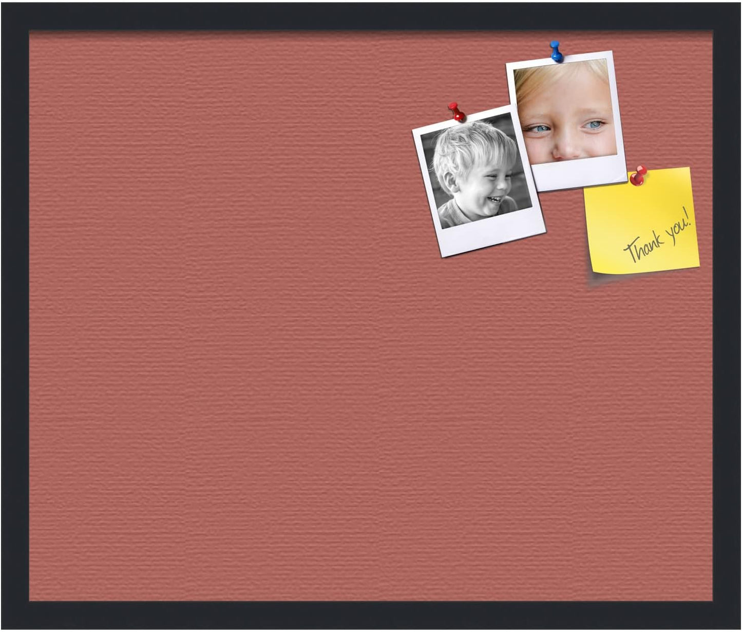 PinPix 24x20 Inch Cork Bulletin Board. This Decorative Framed Pin Board Comes with Crimson Pastel Design and a Satin Black Frame. Ideal for Home Office Decor or Message Board (PinPix-1807)