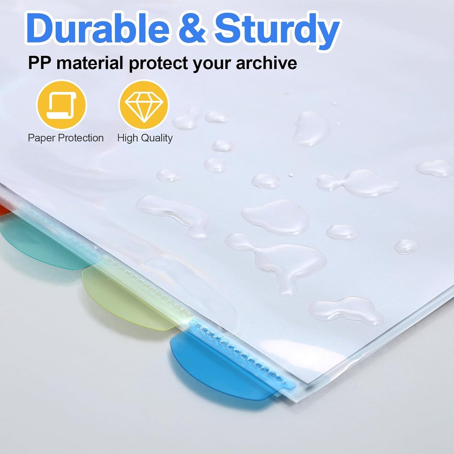 ReliThick 16 Set of 128 Pack Clear Binder Sheet Protectors with Tabs for 3 Ring Binder 8 Tab Binder Dividers with Pockets and Tabs Plastic Page Protector Insertable Index Divider, 8.5 x 11 Inch