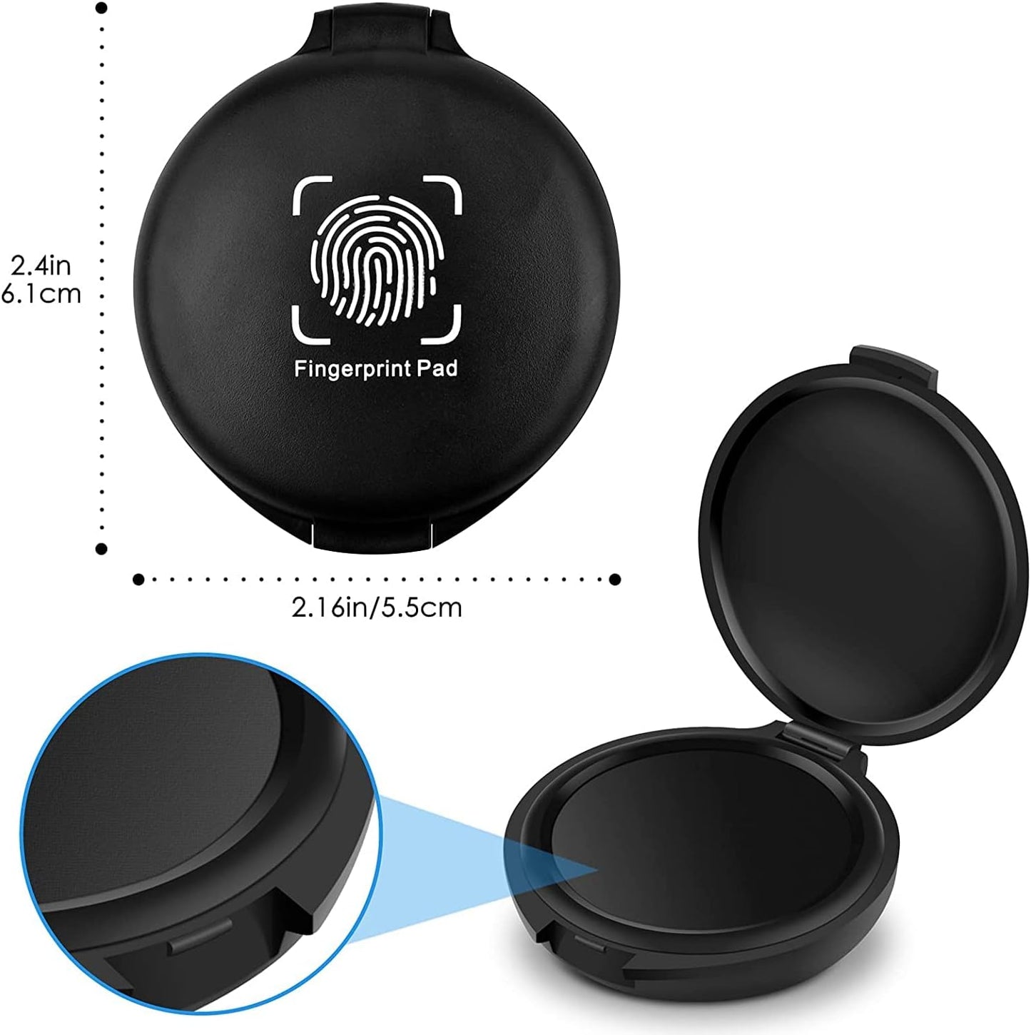 ERKOON 6 Pack Fingerprint Ink Pads, Thumbprint Ink Pad for Notary Supplies Identification Security ID Fingerprint Cards Fingerprint Black