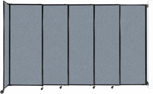 Wall-Mounted Sliding StraightWall Room Divider | Adjustable Widths | Locking Wheels | Room Separator | Up to 11'3" Wide x 6'10" Tall Powder Blue Fabric Panels