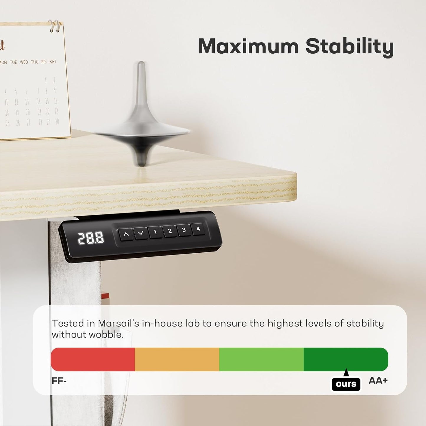 Marsail 55x24 Electric Standing Desk - Adjustable Height Computer Desk with Memory Presets, Storage Bag & Cable Management for Home Office & Gaming Workstations