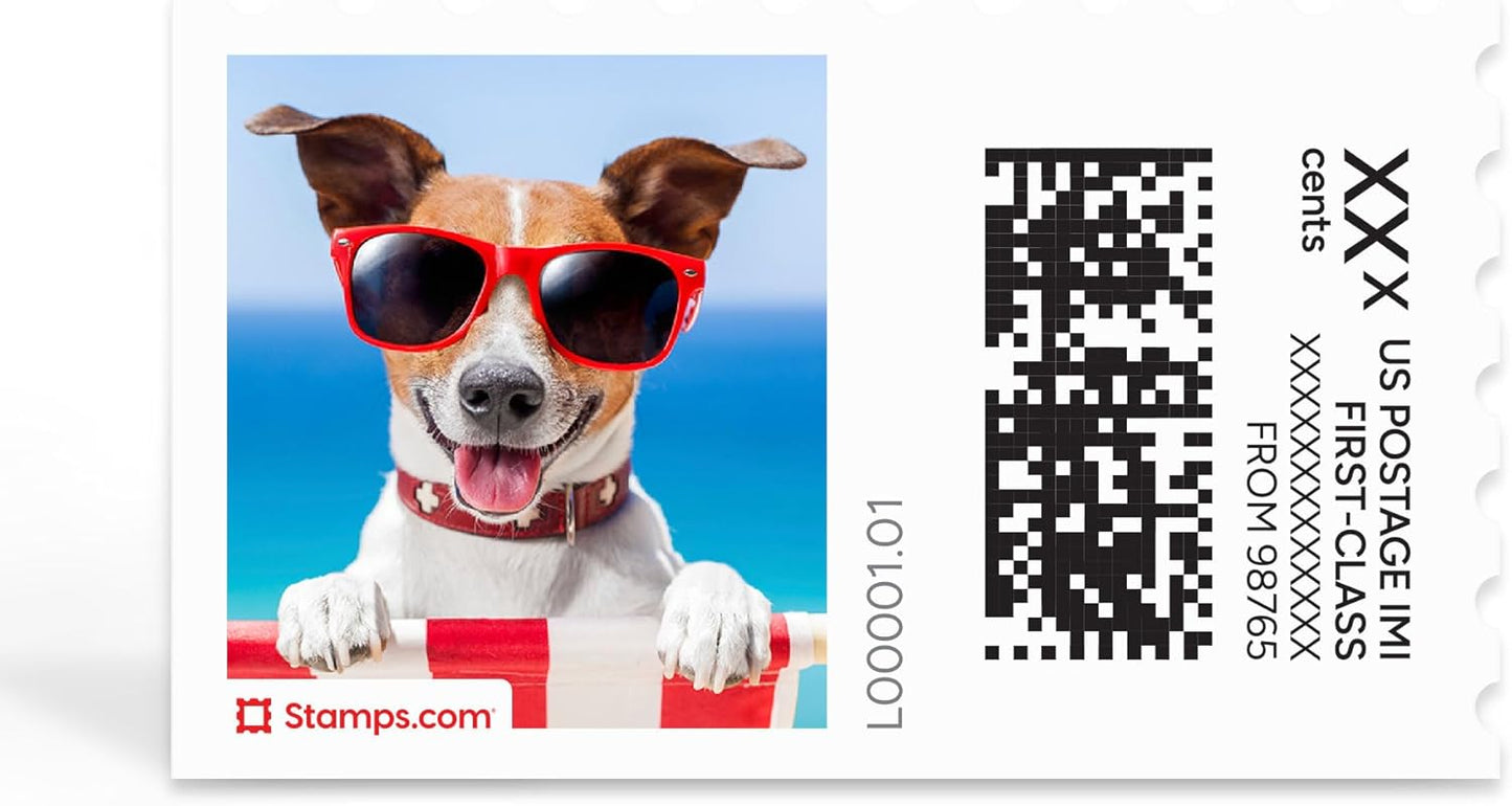 Summer Pup NetStamps 1200-Pack (50 Sheets) Printable Postage Labels (Stamps.com Subscription Required) - Print Approved Postage - Inkjet & Laser Printers - Business, Personal, Home