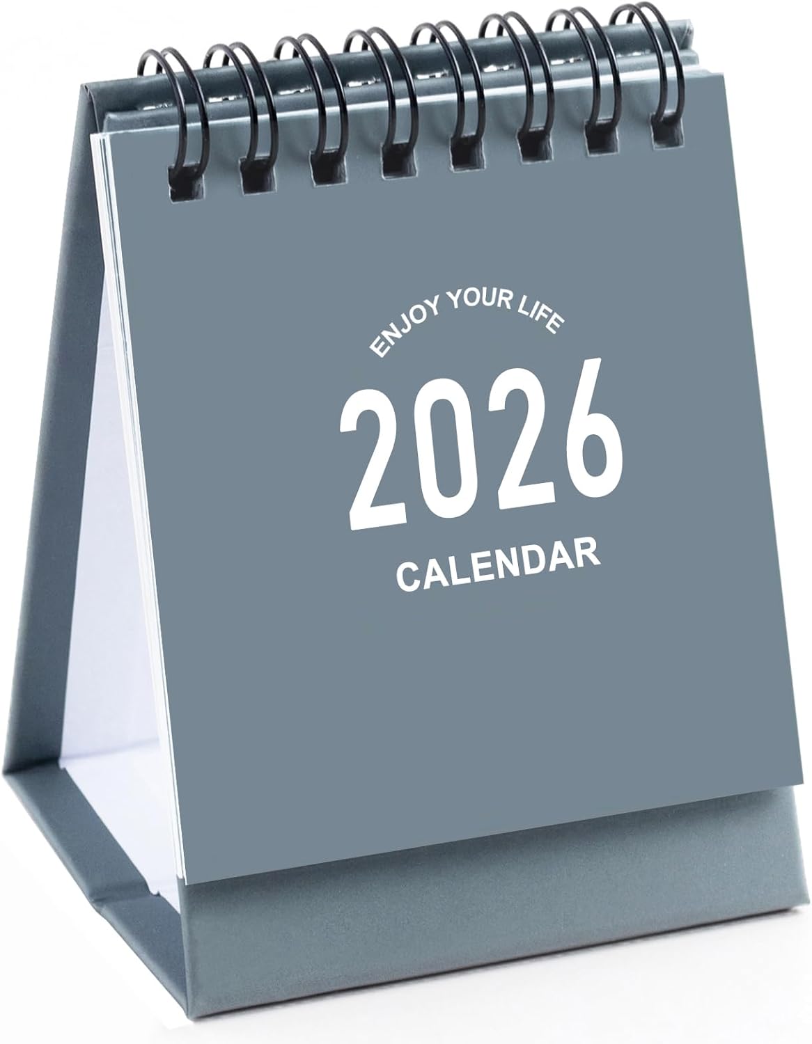 Mini Desk Calendar 2025-2026 - July 2025 to Dec 2026 Small Desktop Calendar Thick Paper Twin-Wire Binding with Stickers for Home Office School (Mini Grey)