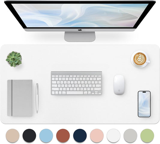 Bloss White Desk Mat, Mouse Pad, Waterproof Leather Desk Pad, Desk Matt for Desktop, Non-Slip Ccomputer Desk Protecor Mat for Office/Home/Decor(27.6 x 13.8 Inches)