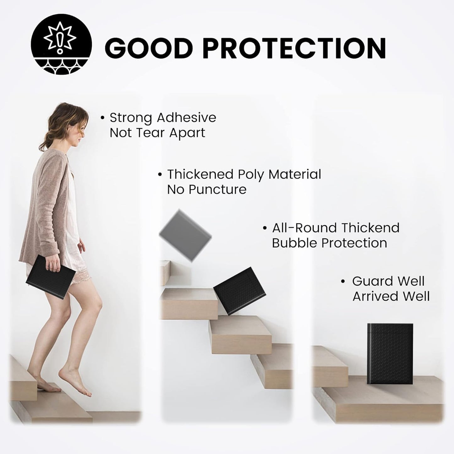 Fuxury Black Bubble Mailers 6x10" Padded Envelopes 9600Pack Strong Adhesion Thick Padded Mailers for Small Business Mailing Small Items,Jewelry,Makeup