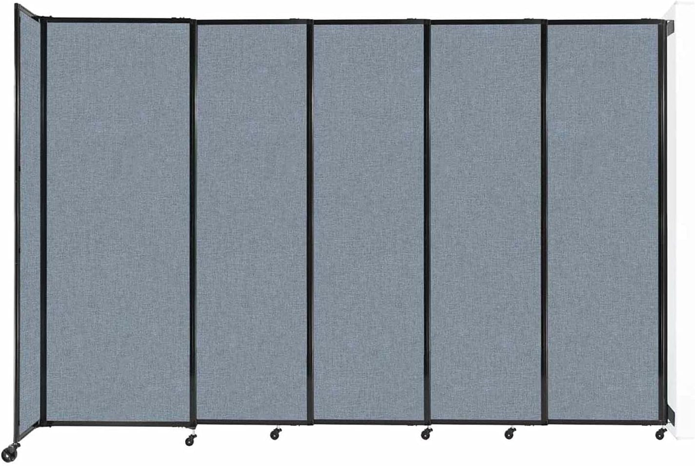 Wall-Mounted Sliding StraightWall Room Divider | Adjustable Widths | Locking Wheels | Room Separator | Up to 11'3" Wide x 7'6" Tall Powder Blue Fabric Panels