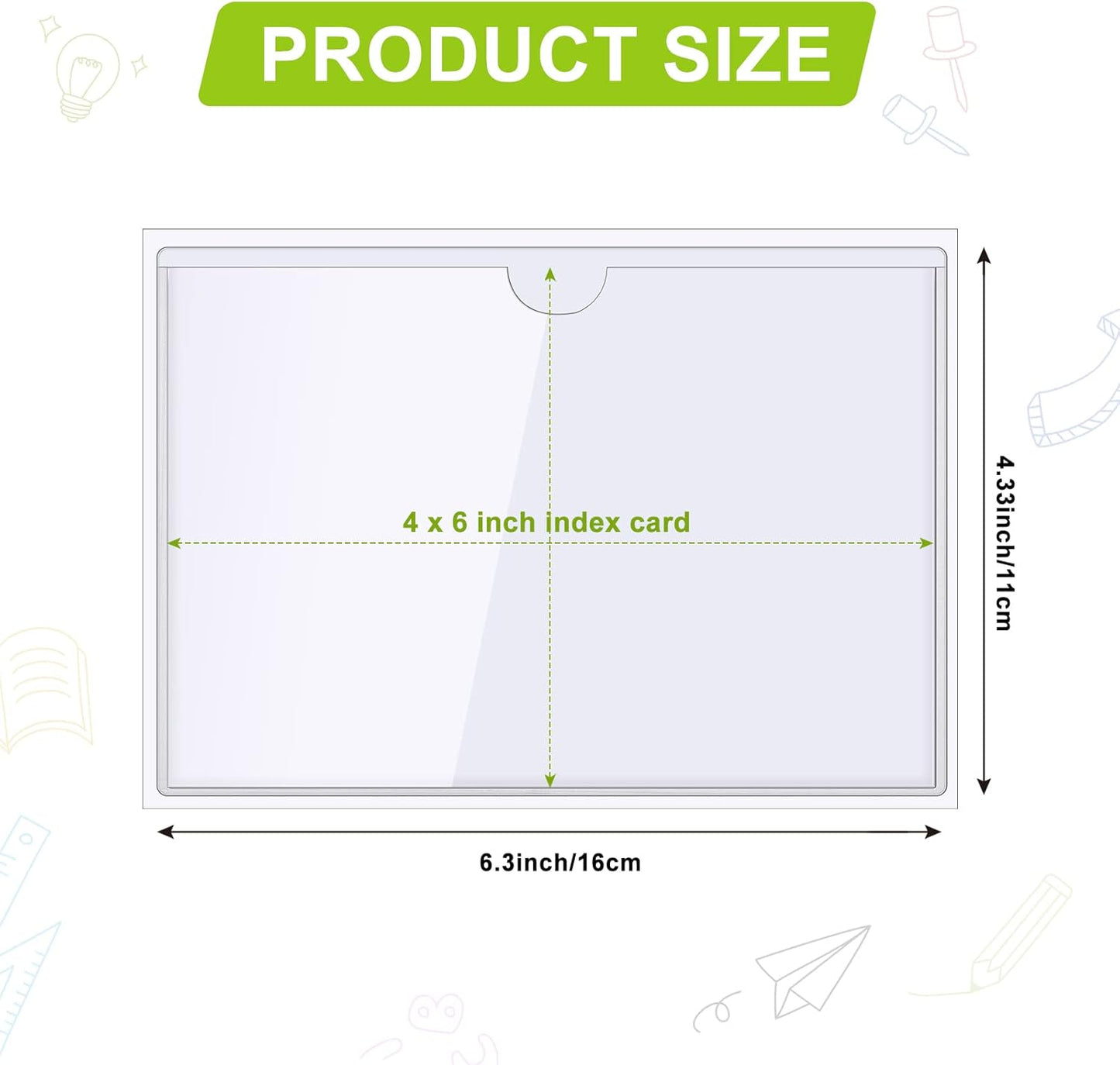Chinco 50 Pack Clear Adhesive Pockets, Labels for Storage Bins, Plastic Self Adhesive Index Card Holder with Top Open for Organizing Bins Box Drawer(4.3 x 6.3 Inches)