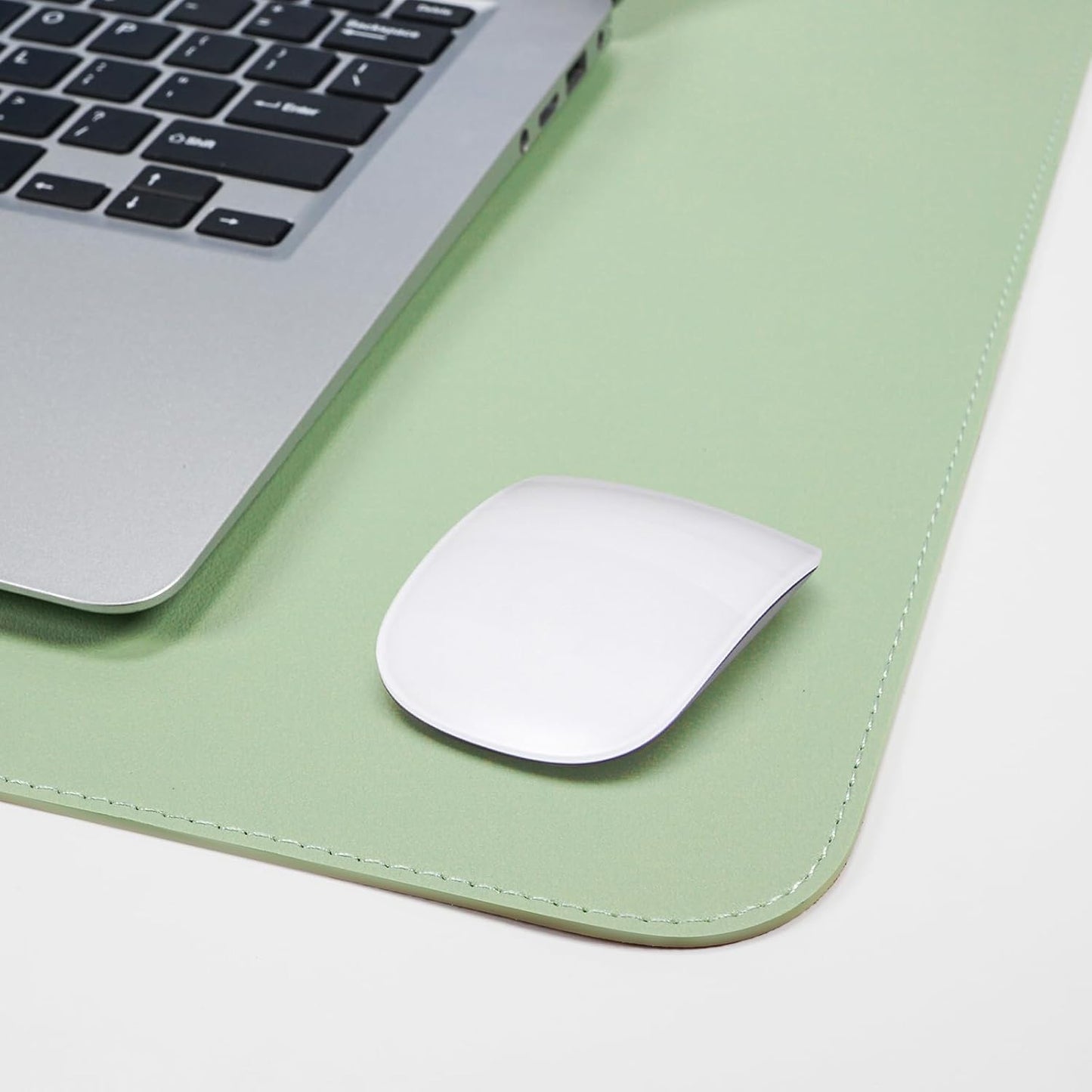 Leather Desk pad Protector, 47in*23in Large Desk mat with Natural Cork & PU Leather,Mouse pad,Non-Slip Office Desk Mat,Waterproof Desk Writing Pad for Office and Home (Light Green)
