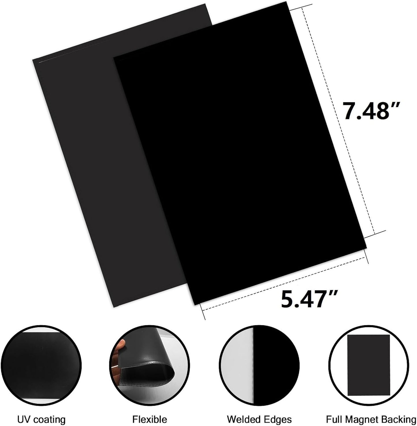 Black Magnetic Picture Frame 5X7 for Refrigerator-8 Pack,Black Photo Magnets Sleeves with Matte Film Cover,Less Reflection