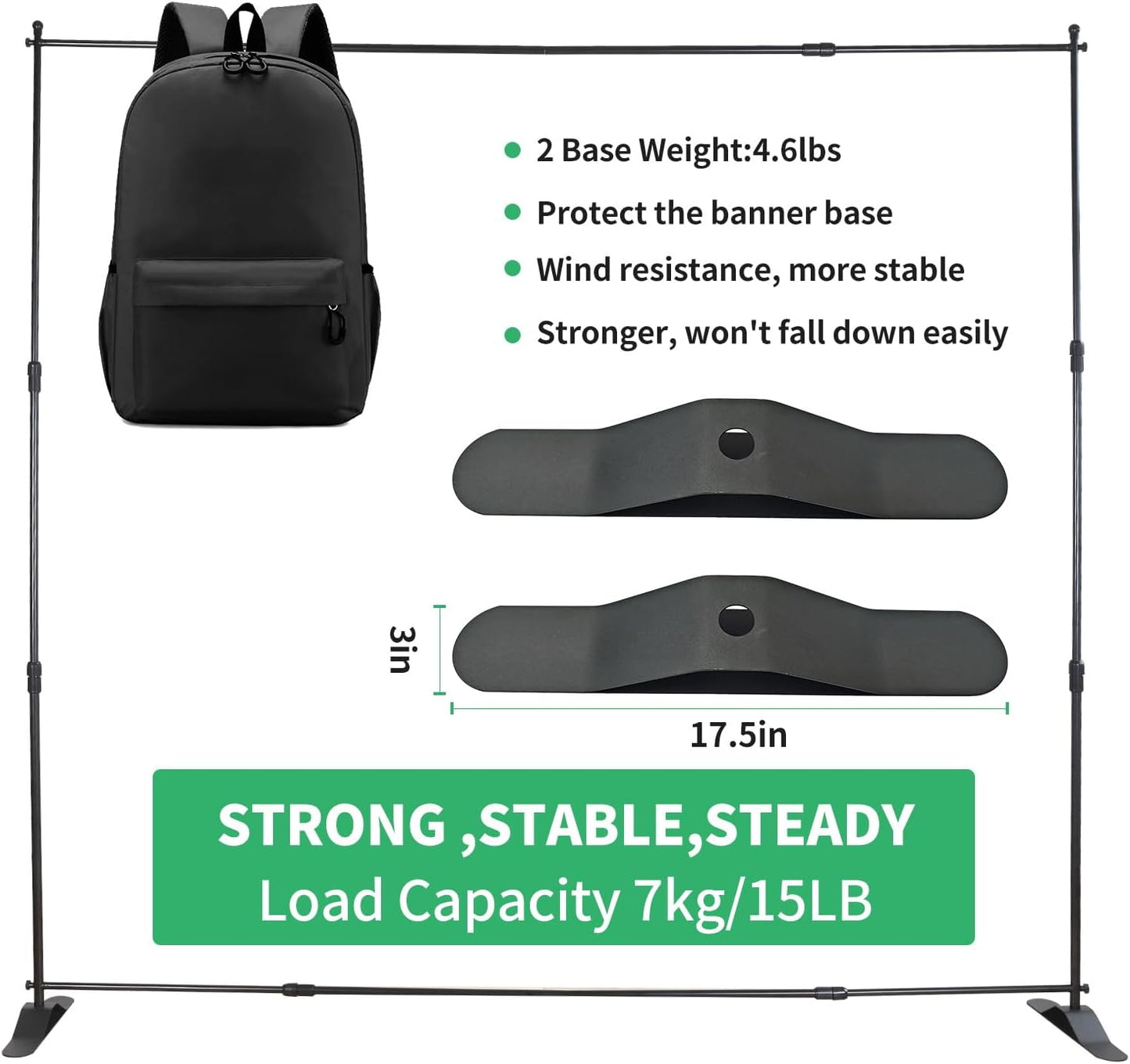 10x8ft Adjustable Metal Telescopic Tube Backdrop Stand，for Parties and Photography Sessions Heavy Duty Background Stand，Portable Install and Repeat use Banner Stand for Photoshoot，with Carrying Bag