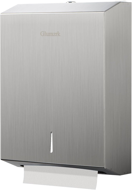 Paper Towel Dispenser Wall Mount, Large Commercial C/Z Tri Fold Multifold Hand Towels Dispenser, Brushed Stainless Steel Paper Towel Holder with Lock for Bathroom, Restroom and Public Places