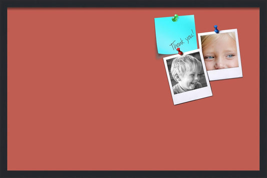 PinPix 34x22 Inch Cork Bulletin Board. This Decorative Framed Pin Board Comes with Crimson Pastel Design and a Satin Black Frame. Ideal for Home Office Decor or Message Board (PinPix-1807)