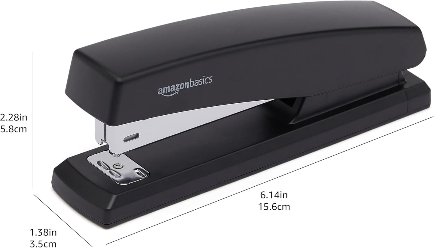 Amazon Basics 25-Sheet Capacity, Non-Slip, Office Desk Stapler with 1000 Staples, Black - Pack of 12