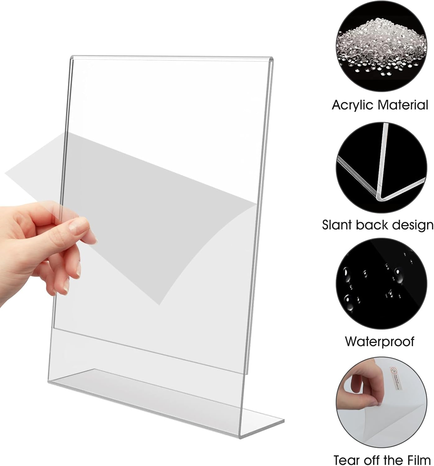 6 Pack Acrylic Sign Stand Holders, 8.5 x 11 Clear Plastic L Shape Table Paper Display Stand, Suit for Displaying Posters, Picture, Flyers, Menu