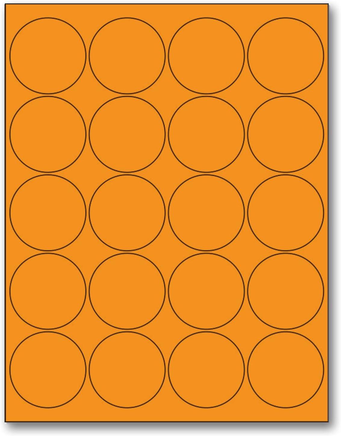 NextDayLabels - 8-1/2 x 11" Neon Color High Light Fluorescent Labels for Laser & Inkjet Printer (Orange Fluorescent, 2" Round - 20 Per Page | 500 Labels)