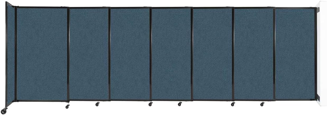 Wall-Mounted Sliding StraightWall Room Divider | Adjustable Widths | Locking Wheels | Room Separator | Up to 15'6" Wide x 5' Tall Caribbean Fabric Panels