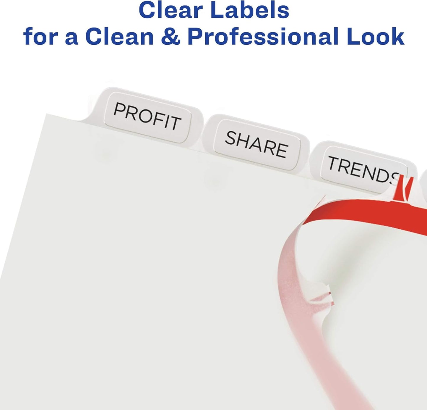 Avery 8 Tab Dividers for 3 Ring Binder, Easy Print & Apply Clear Label Strip, Index Maker Customizable White Tabs, 5 Sets (11437)