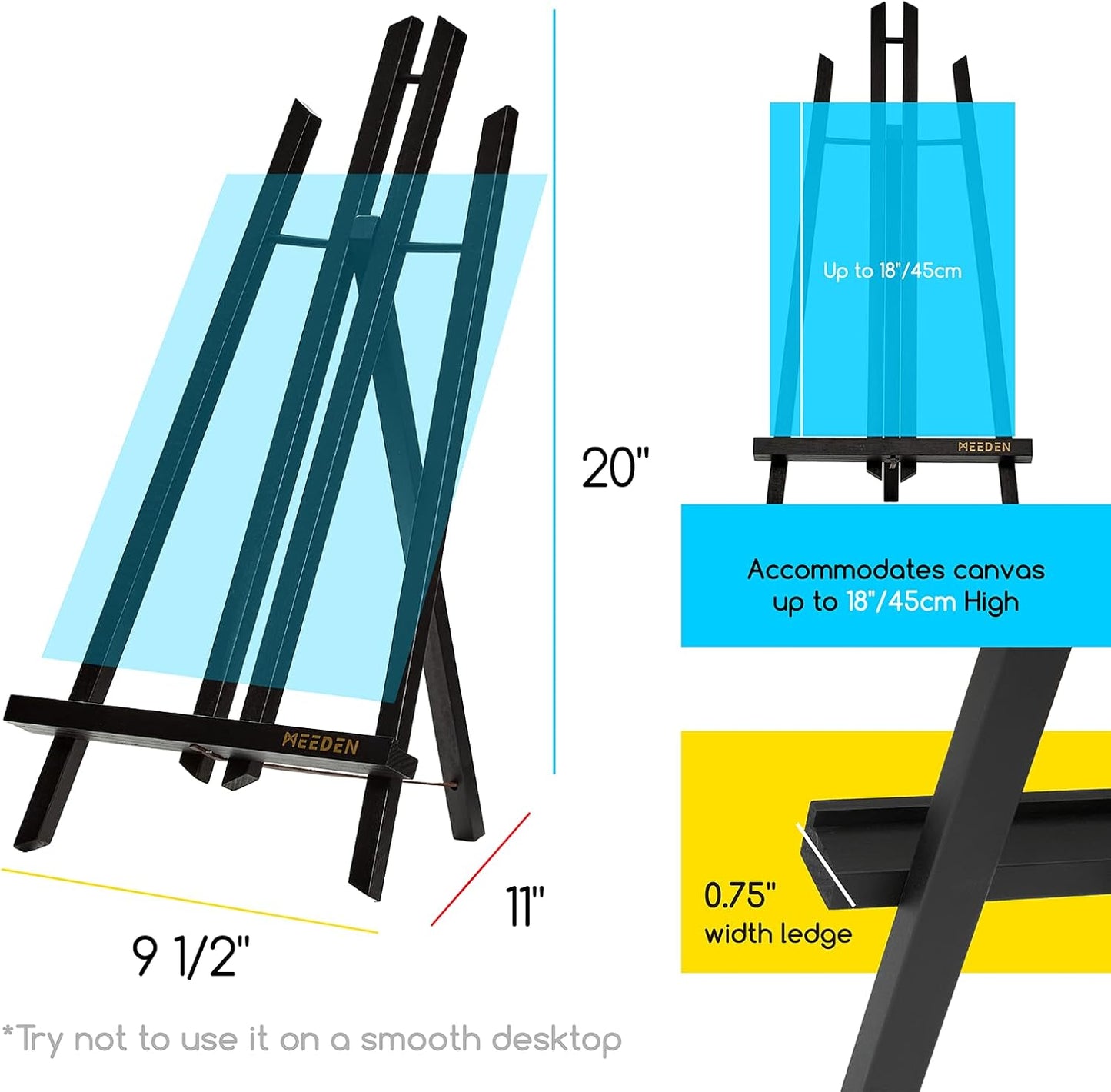 MEEDEN Tabletop Easel Stand for Display: 20" x 12 Pack Pine Wood Table Top Wooden Easel Stand for Sign - Black Mini Painting Easels for Picture Party Classroom