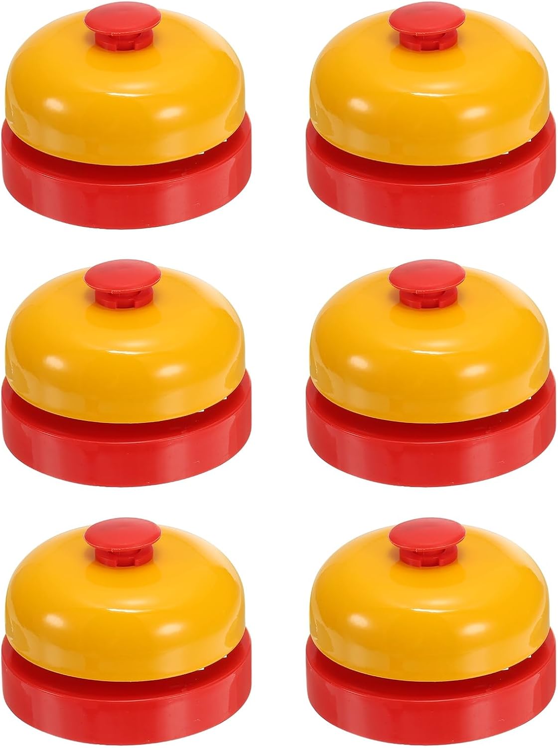 PATIKIL 6 Pcs Desk Call Bell 2.5" Dia with Metal Anti-Rust Construction Yellow/Red