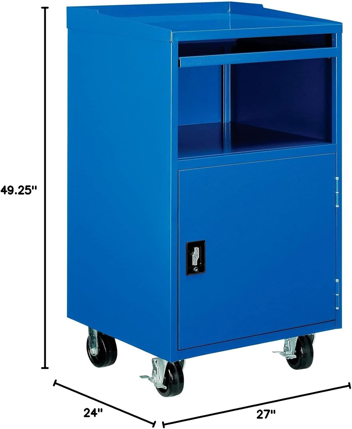 Global Industrial Mobile Computer Cabinet, Blue, 27" W x 24" D x 49-1/4"H