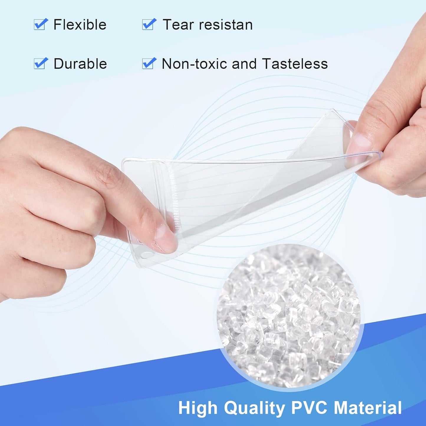 Marspark 300 Pieces Clear Plastic Name Badge ID Card Holders Vertical Name Badge ID Card Holders with Waterproof Resealable Zip Transparent PVC Sleeve Cover for Office School