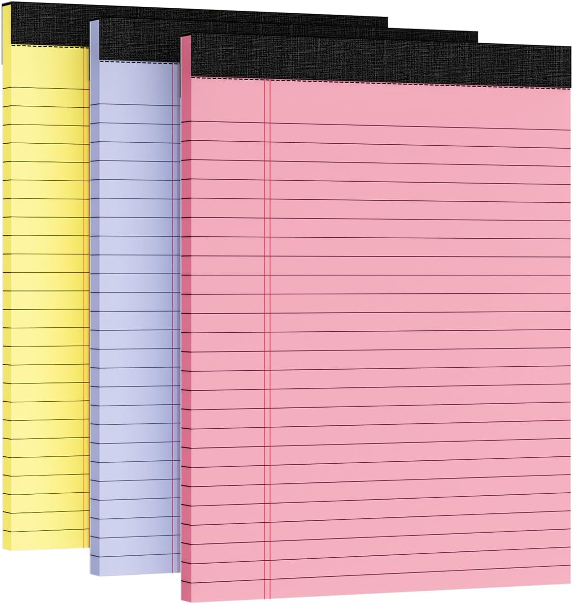 3pcs Legal Pads 8.5 x 11, Notepads 8.5 x 11 Inch, Color Note Pads Clear Print Writing Pads of Paper, Memo Pads , Perforate Legal Notepads Paper , Wide Ruled Lined with Sturdy Back,30 Sheets/Pack