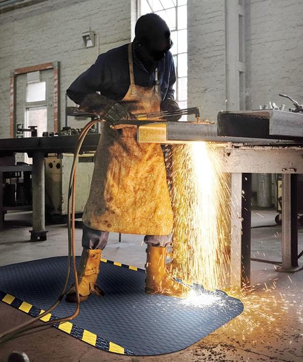 American Floor Mats Hog Heaven Premium 7/8" Black & Yellow Border 4' x 10' Nitrile Backed Anti-Fatigue Comfort Mat