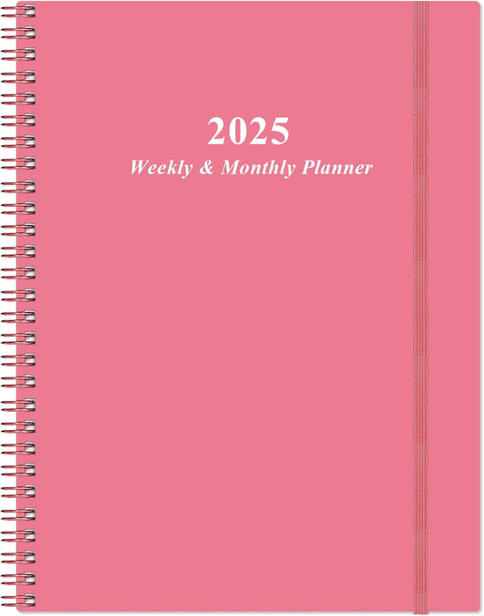 2025 Planner - Planner 2025 from January 2025 to December 2025 with 12 Monthly Tabs, Flexible Cover, Inner Pocket, 8.5" x 11", Pink