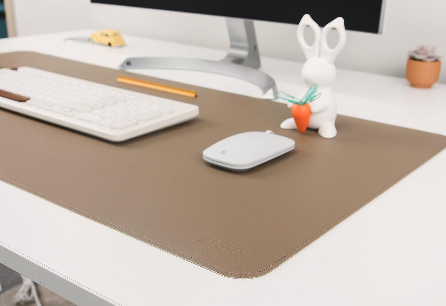 Dual-Sided Leather Desk Pad,Blotter for Laptop Computer,Mouse Pad,Writing,Drawing,Arts and Craft Mat (17"x24", Khaki)