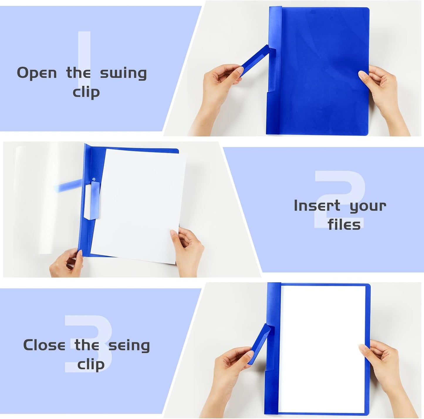 Maitys 25 Pack Clear Report Covers with Clip 11.4 x 9 Inch Presentation Folders Transparent Front Cover Portfolio Folder Resume Folder Interview Report Folders for Letter Size(Blue)