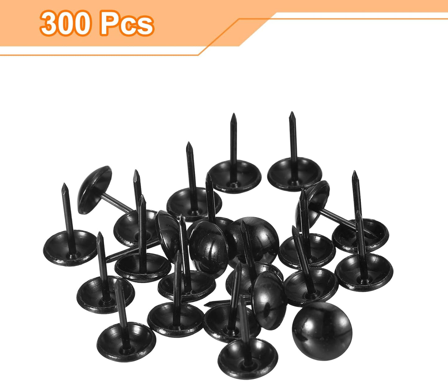 uxcell Upholstery Tacks Nail Pins Furniture, 200Pcs 11x17mm Thumb Tack Pins Assortment Kit Carbon Steel for Home Sofa DIY Decorative Nail Heads Nails, Black