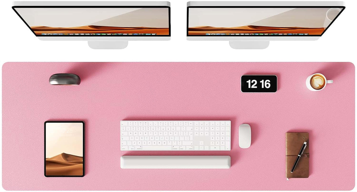 YSAGi Leather Desk Pad Protector, Office Desk Mat, Large Mouse Pad, Non-Slip PU Leather Desk Blotter, Laptop Desk Pad, Waterproof Desk Writing Pad for Office and Home (Pink, 47" x 17")