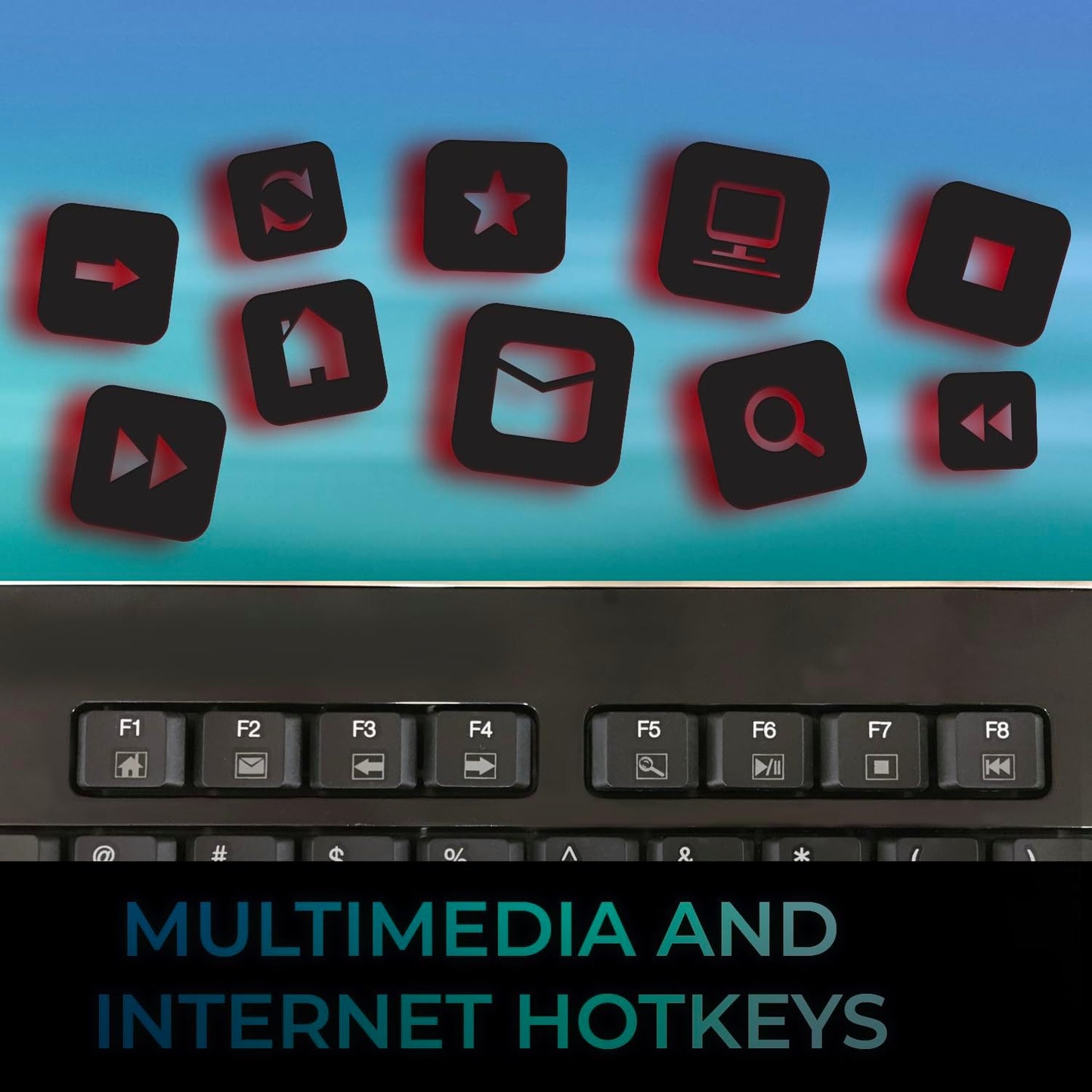 Adesso WKB-4400UB Wireless Desktop Touchpad Keyboard - 2.4GHz RF Wireless Technology, 104-Key Layout, Built-in Trackpad, Multimedia and Internet Hotkeys