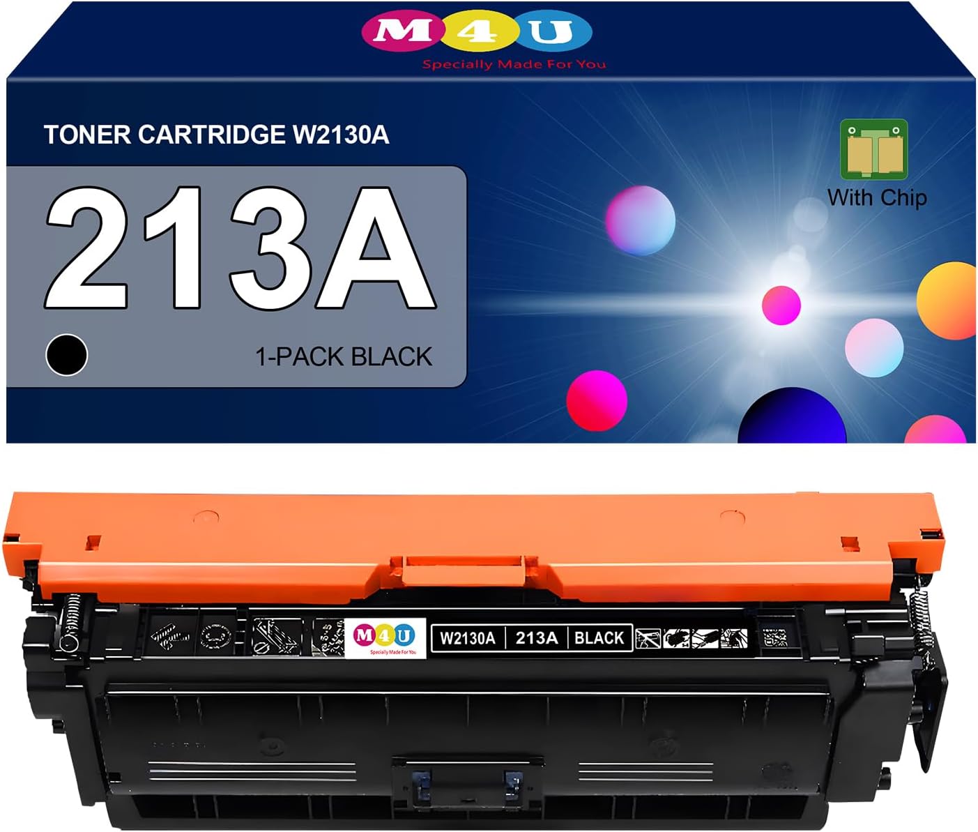 213A Black Toner Cartridge W2130A(with Chip) Compatible with 213A Toner Cartridges for Enterprise 5700dn 6700dn 6701dn, MFP 5800 6800, Flow MFP 5800 6800(1Pack, Black)
