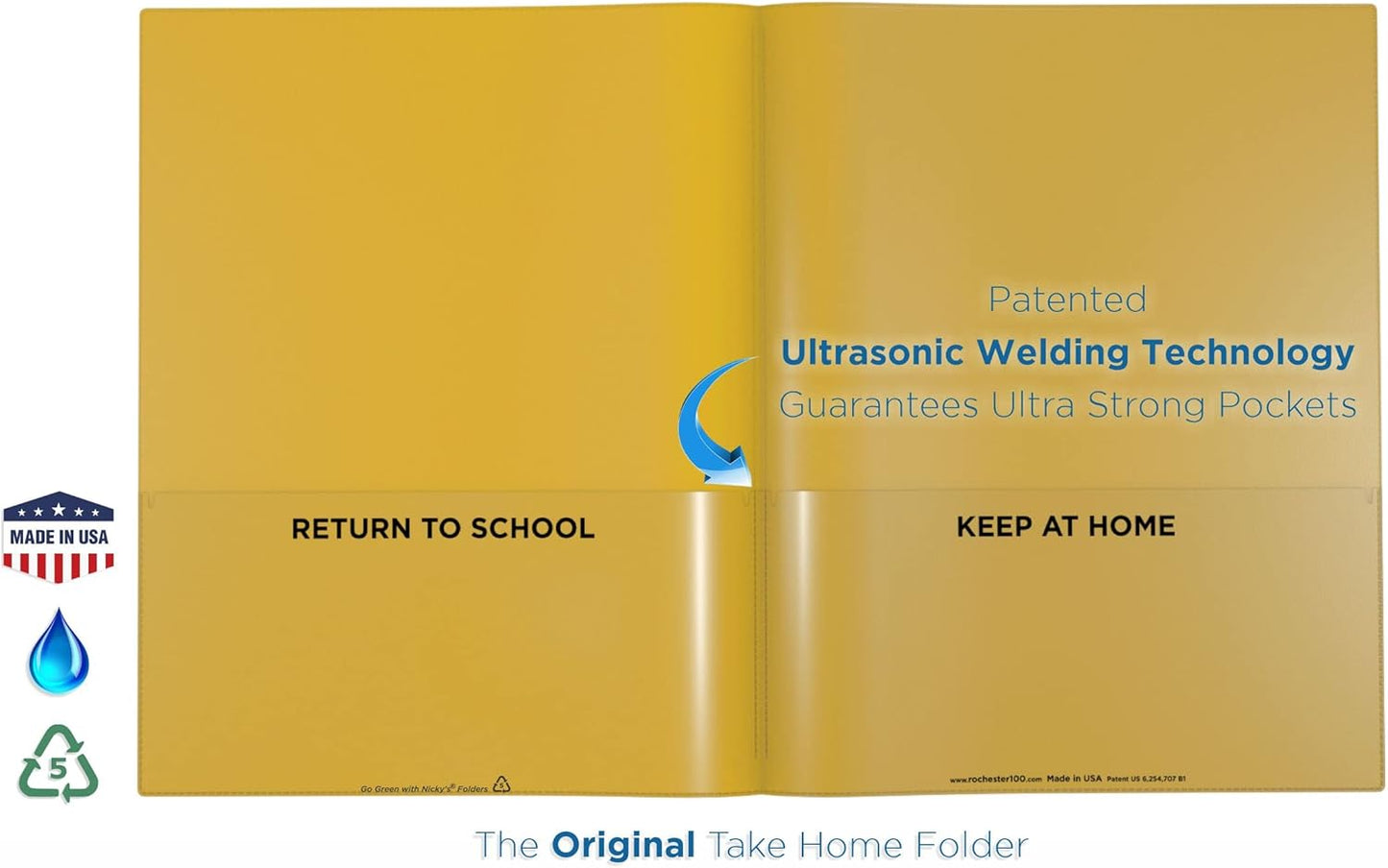 Nicky's Folder® English Communicator, Parent-Teacher Folder, Patented Tear-Resistant, Flexible Plastic, 2 Inside Pockets, 2 Exterior Sleeves, Letter Size Paper, Single Color (24 Pack)(Metallic Violet)
