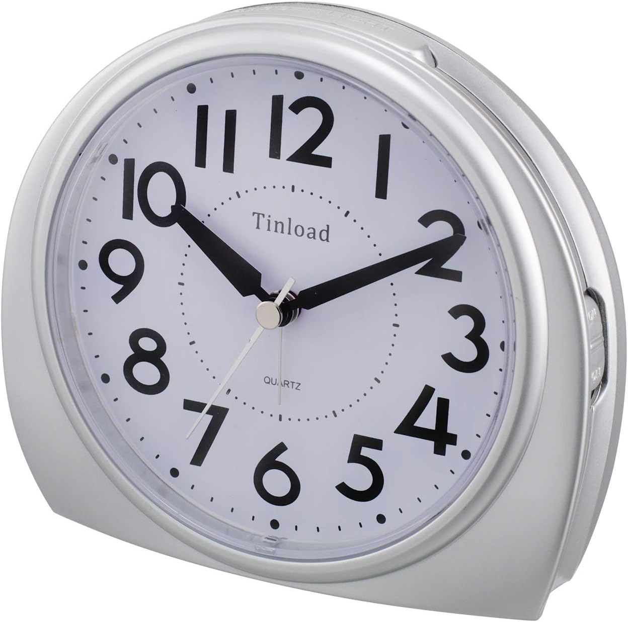 5.5" Large Analog Alarm Clock Silent Non Ticking, Gentle Wake, Beep Sounds, Increasing Volume, Battery Operated Snooze and Manual Light, Easy Set,Silver(Best for Elder)