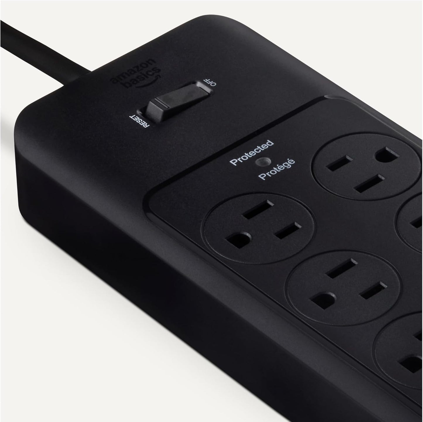 Amazon Basics Surge Protector Power Strip, 12-Outlet, 4000 Joules, 8ft Extension Cord, Rectangle, for Home, Office, Gaming Room, Black