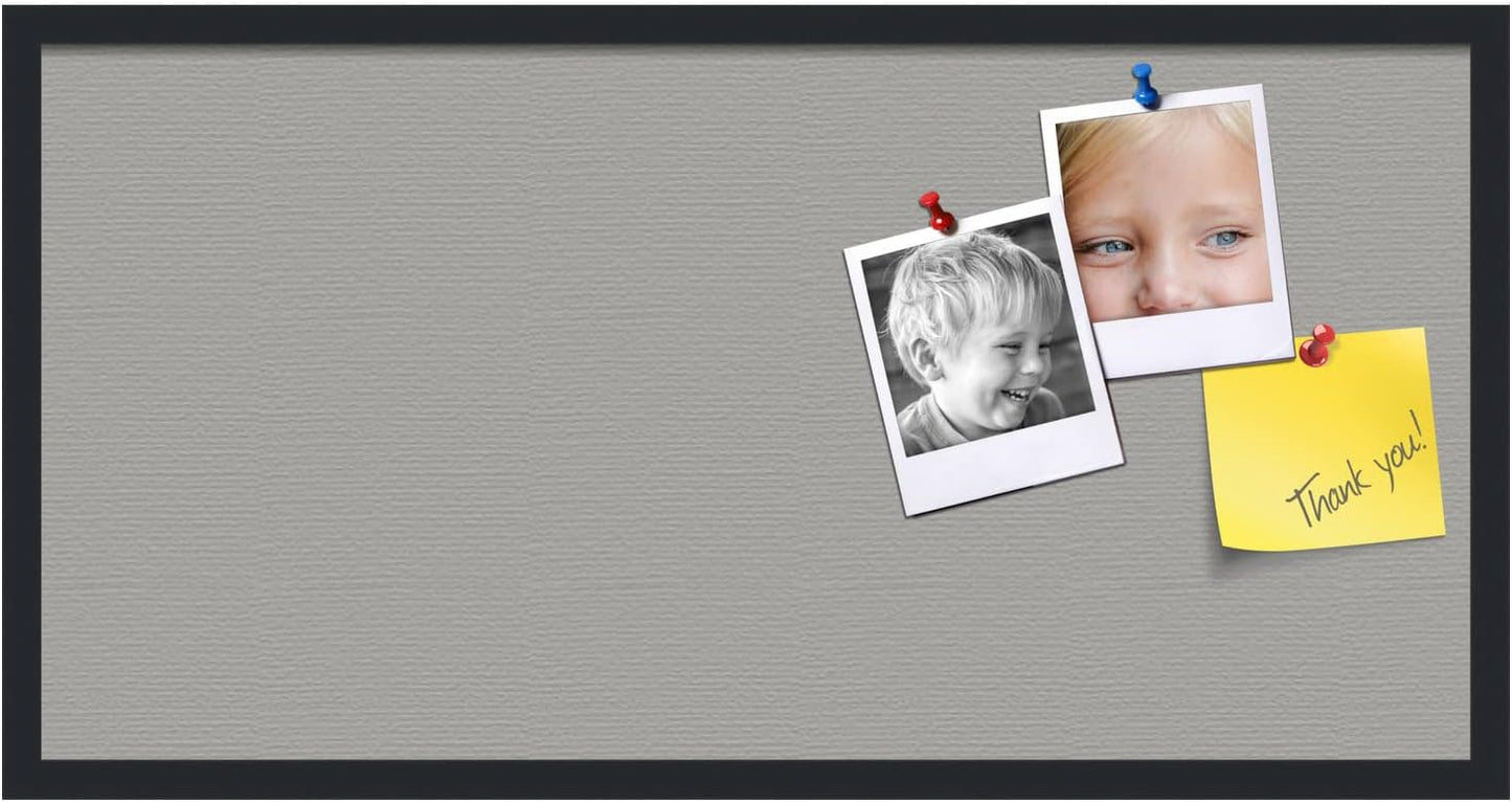 PinPix 36x18 Inch Cork Bulletin Board. This Decorative Framed Pin Board Comes with Dark Stone Design and a Satin Black Frame. Ideal for Home Office Decor or Message Board (PinPix-1808)