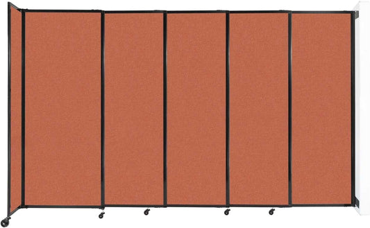 Wall-Mounted Sliding StraightWall Room Divider | Adjustable Widths | Locking Wheels | Room Separator | Up to 11'3" Wide x 6'10" Tall Papaya Fabric Panels
