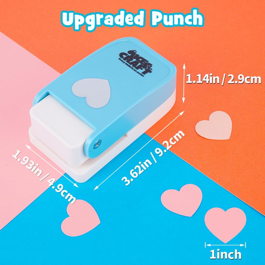UCEC Heart Hole Punch 1 Inch, Heart Punches for Paper Crafts, Handmade Craft Paper Punch Shaped Hole Punch, Craft Lever Punch for Tags Cards Scrapbooking Home School Office Supplies
