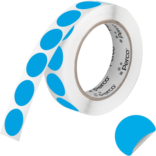 Perco Light Blue 1-Inch Round Circle Dot Sticker Labels with Removable Adhesive – 1,000 Labels/Roll – Versatile, Vibrant Colors, Reliable Hold, No Residue, Perforated for Convenient Use — Made in USA