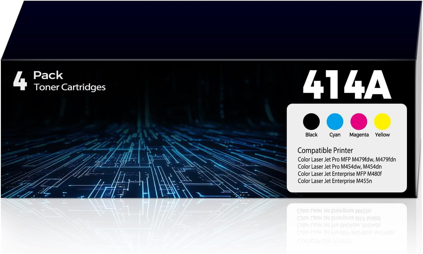414A Toner Cartridges Compatible for HP 414A HP414A 414X 4 Pack with Chip for Color Laser Jet Pro MFP M479fdw M454dw M479fdn M454dn Enterprise MFP M480f M455dn MFP M479 W2020A W2020X Black & Color