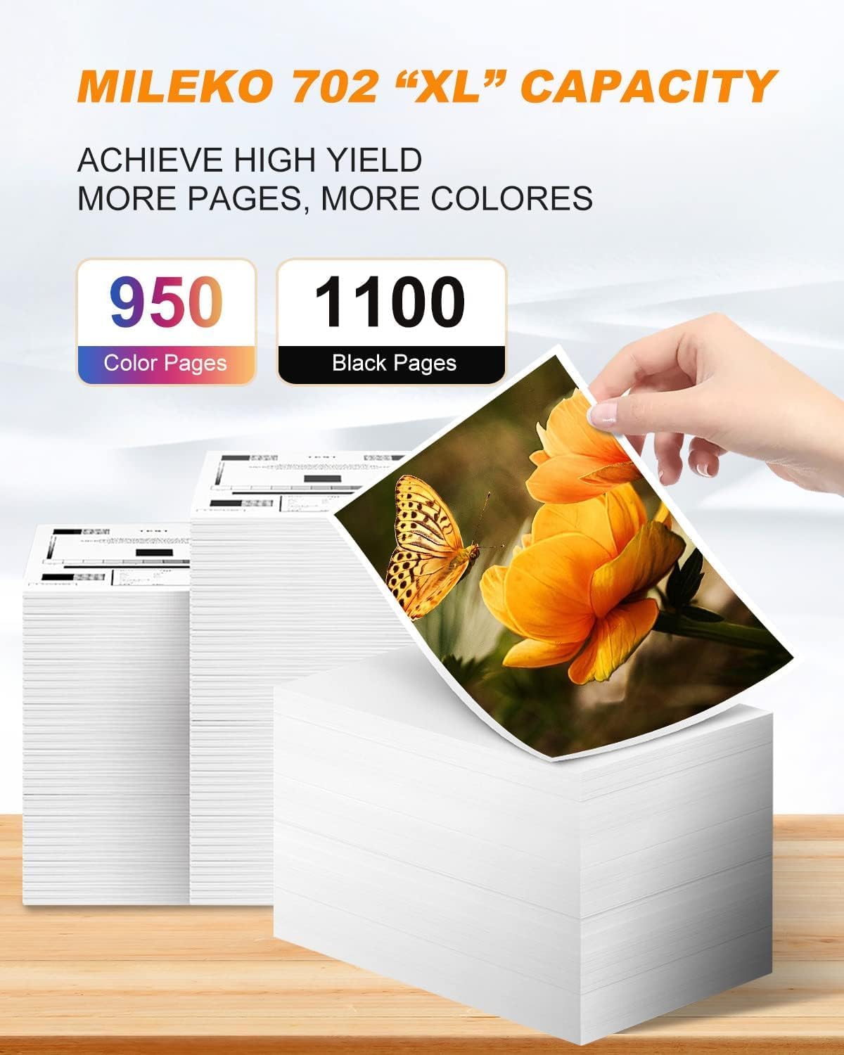 MILEKO 702XL Ink Cartridges Remanufactured Replacement for Epson 702XL 702 702 XL T702XL use with Workforce Pro WF-3720 WF-3730 WF-3733 Printer (1 Black 1 Cyan 1 Magenta 1 Yellow,4 Pack High Yield)