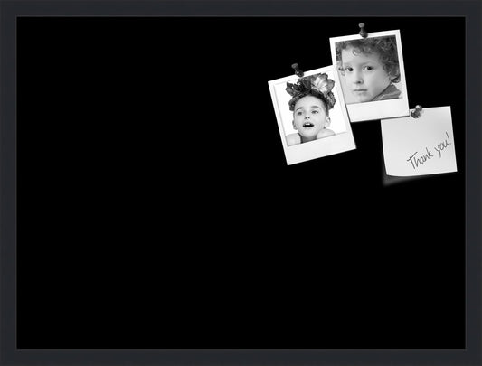 PinPix 27x20 Inch Cork Bulletin Board. This Decorative Framed Pin Board Comes with Solid Black Design and a Satin Black Frame. Ideal for Home Office Decor or Message Board (PinPix-622)