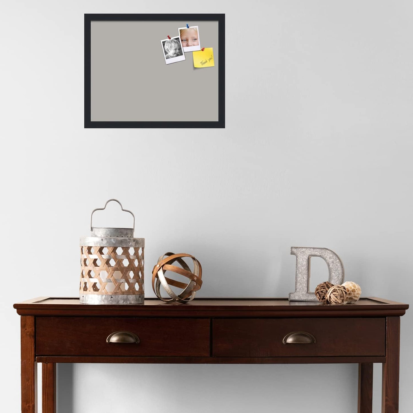 PinPix 19x15 Inch Cork Bulletin Board. This Decorative Framed Pin Board Comes with Dark Stone Design and a Satin Black Frame. Ideal for Home Office Decor or Message Board (PinPix-1808)