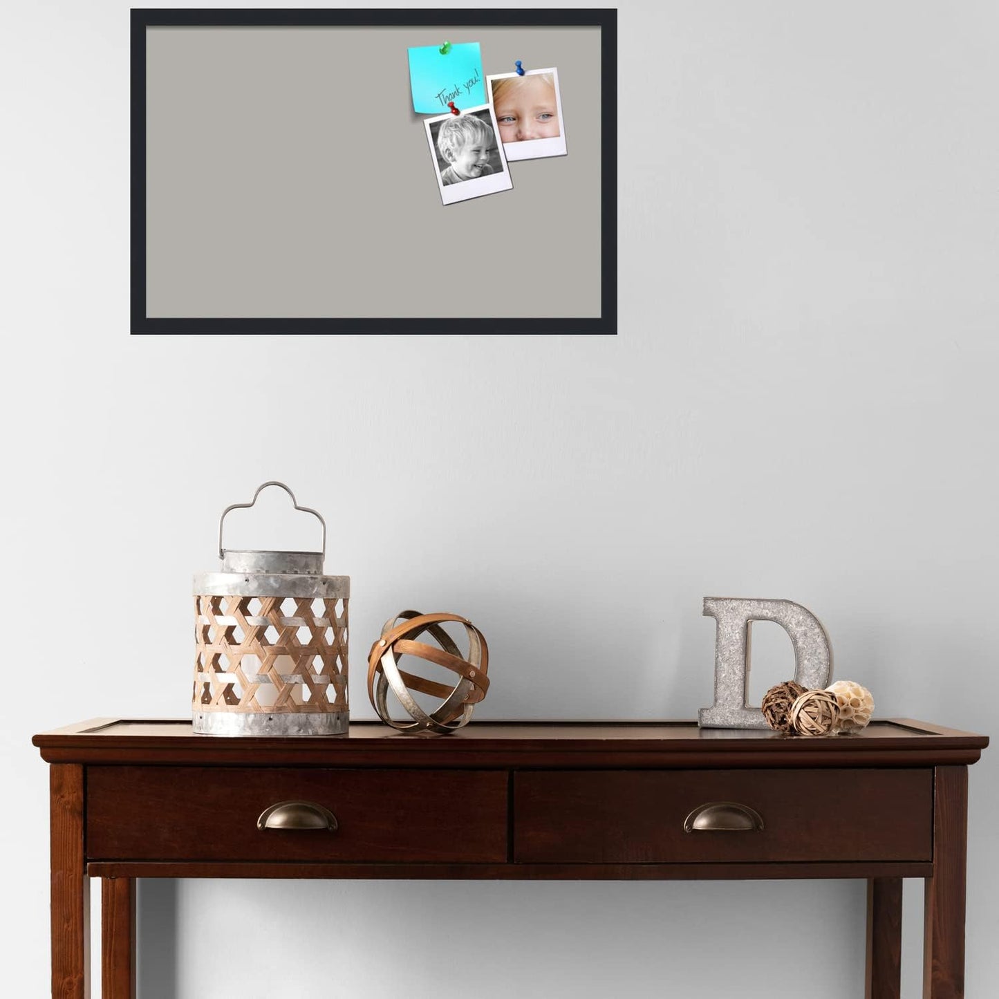 PinPix 28x18 Inch Cork Bulletin Board. This Decorative Framed Pin Board Comes with Dark Stone Design and a Satin Black Frame. Ideal for Home Office Decor or Message Board (PinPix-1808)