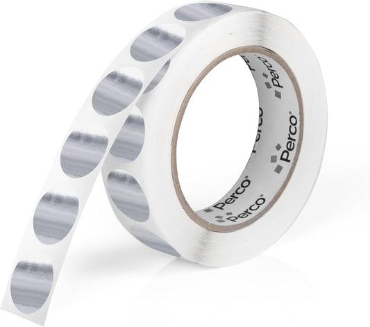 Perco Silver 1-Inch Round Circle Dot Sticker Labels with Permanent Adhesive for Wedding Invitations - 1,000 Labels per Roll - Vibrant Colors, Strong Adhesion - Made in USA