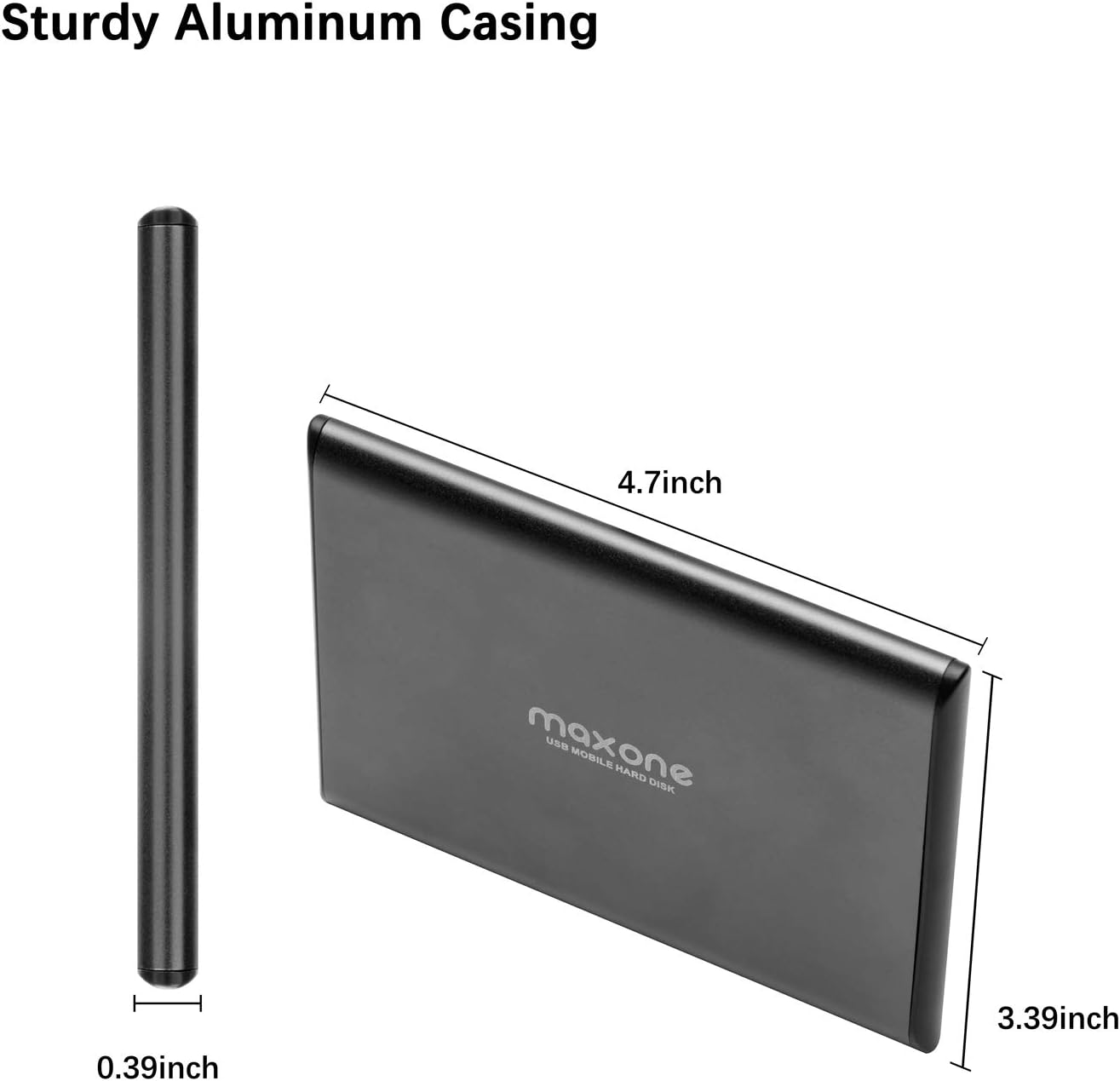 Maxone 320GB Ultra Slim Portable External Hard Drive HDD USB 3.0 Compatible with PC, Laptop - Charcoal Grey